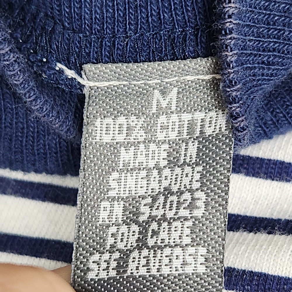 Gap Womens Navy‎ Blue White Striped Long-sleeve Mock Neck Shirt Size Medium - Picture 4 of 7